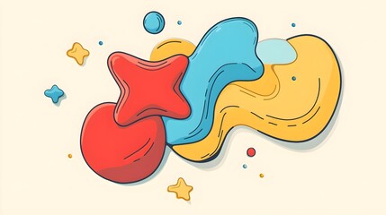 Aufkleber - Dynamic abstract shapes colorful design art digital artwork creative environment modern aesthetic visual concept