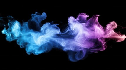 Wall Mural - a vibrant swirl of blue and pink smoke on a black background, creating an abstract visual effect.