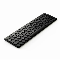 Poster - Modern black wireless keyboard lying on a white background, representing technology and communication