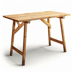 Poster - simple wooden table isolated on white background, showcasing craftsmanship and rustic design