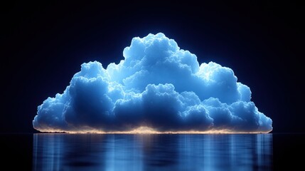 Wall Mural - Glowing blue cloud reflecting on dark water.