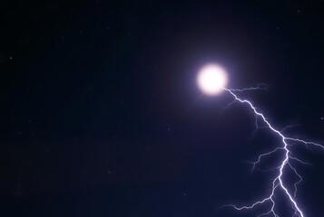 Wall Mural - Ball Lightning Amidst a Starry Night A luminous orb floating aga