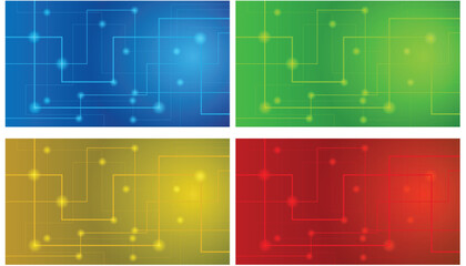 Poster - Modern Sci-Fi Tech Lines Background Different Colors Set. Backgrounds, textures and other graphic design elements vector art
