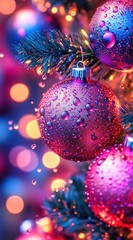 Wall Mural - sparkling holiday ornament hanging amidst shimmering lights and vibrant colors in a festive atmosphe