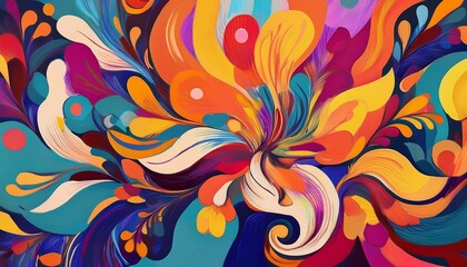 Canvas Print - abstract fluid plant flower background pattern in colorful shape design. modern retro design style a