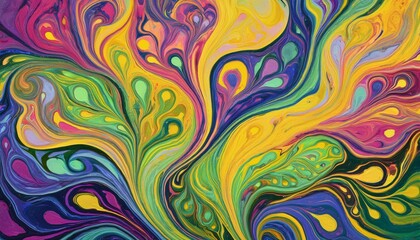 Canvas Print - abstract fluid plant flower background pattern in colorful shape design. modern retro design style