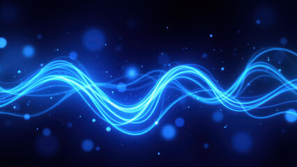 abstract high-tech blue wave background with light bokeh effect.