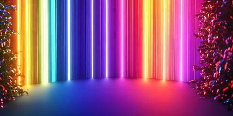 Canvas Print - Vibrant LED lights creating a stunning color gradient display, ideal for home decor and event lighting