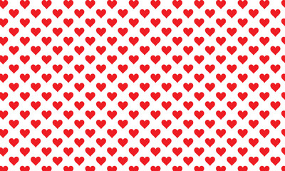 Poster - Seamless pattern of simple red hearts. for wrapping paper or fabric. Hand drawn style. Vector illustration. isolated on white background. EPS 10