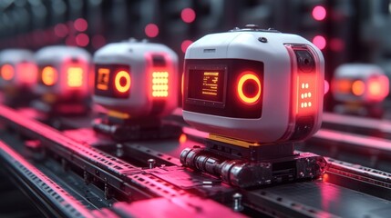 Poster - Futuristic Assembly Line with Automated Robots