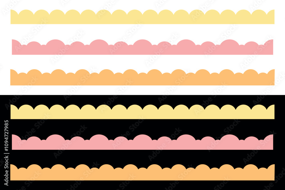 Cute scalloped edge seamless lower border collection. Vector ...