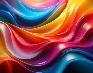 Canvas Print - colorful wavy shapes and a shiny plastic texture for abstract background art design