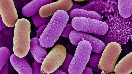 Poster - Microscopic view of Clostridium Difficile bacteria, which causes gastrointestinal infections, displayed with detailed focus on the pathogen's structure