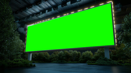 Aufkleber - Marketing Sign: Large Empty Billboard at Dusk. Mockup Template.