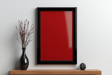 Aufkleber - A mockup of a blank picture frame on a white wall, featuring a white living room design. A modern Scandinavian-style interior is displayed with an artwork mockup, illustrating home staging and