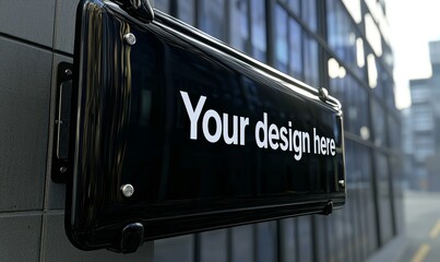 Aufkleber - Black square signboard mockup for outdoor branding, ideal for company logos, advertisements, and shop signage.