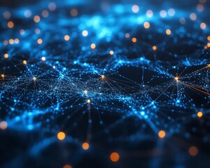 Poster - Blue world map with interconnected lines and nodes on a white background, 3D rendering, representing global networking and digital communication