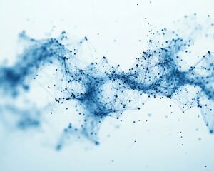 Poster - Blue world map with interconnected lines and nodes on a white background, 3D rendering, representing global networking and digital communication