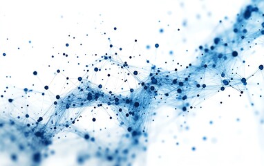 Poster - Blue world map with interconnected lines and nodes on a white background, 3D rendering, representing global networking and digital communication