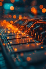 Poster - Close up electronic circuits, motherboard, concept of digital security, technology background