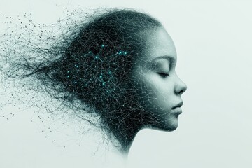 Fototapete - AI (Stock) concept depicting a holographic earth and digital pattern.