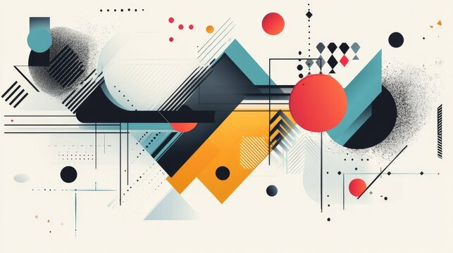 A creative abstract graphic design with geometric visuals and dynamic colors, forming a modern, eye-catching aesthetic