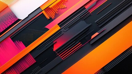 Poster - Abstract geometric shapes and bold lines, creating a captivating graphic design with modern, futuristic visuals in vibrant colors