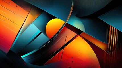 Poster - Abstract geometric shapes and bold lines, creating a captivating graphic design with modern, futuristic visuals in vibrant colors