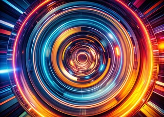 Fototapete - Abstract Circle Motion in Digital Geometric Communication: A Modern Futuristic Background for Technology and Design Concepts