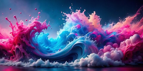 Poster - Abstract Color Splash Background Texture with Vibrant Pink and Blue Waves for Urban Exploration Photography and Creative Designs