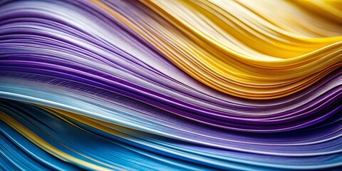 Fototapete - Abstract Drone Photography with Grainy Background Blending Purple, Blue, and Yellow Hues, Enhanced by Minimalist White Curved Lines for a Contemporary Artistic Feel
