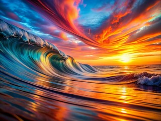 Fototapete - Abstract Scenery with Smooth Bends and Dynamic Colors in Streaming Waves Creating a Visually Captivating Composition of Fluid Motion and Vibrant Aesthetics for Artistic Inspiration