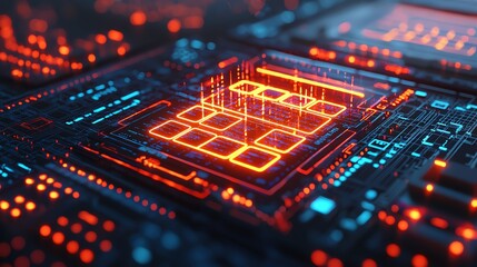 Poster - Tech innovation showcase circuit board visualization digital realm graphic design futuristic perspective conceptual art