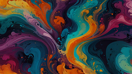 Smudged, flowing ink patterns mixing the two colors in random swirls. Background/Wallpaper