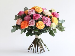 Wall Mural - Assorted Roses: Beautiful Bouquet of Colorful Roses for Birthday or Anniversary Gift