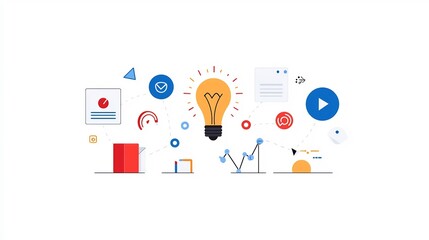 Aufkleber - Set of 15 minimal icons representing key elements of digital marketing including success innovation and campaign tracking for business strategy and planning
