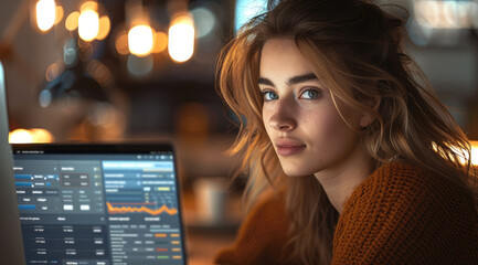 Aufkleber - An entrepreneur staring at their laptop screen, showing a dashboard cluttered with AI tools and options.