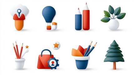 Poster - Creative Collection of 15 Digital Marketing Icons in an Outline Style Focusing on Management Strategies Work Processes and Achieving Project Goals  for Business Technology and Productivity Concepts