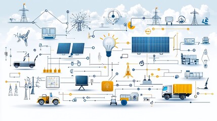 Leinwandbilder - Visualizing the smart grid that balance renewable energy and storage capacities to ensure reliable electricity distribution and efficient power management