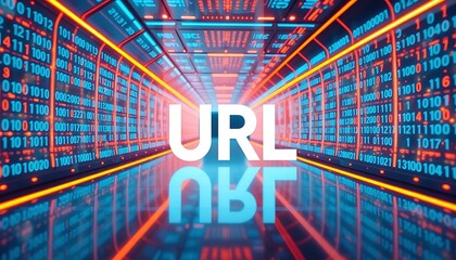 Poster - Cyber Tech Theme: URL Acronym Embedded in Digital Matrix Code