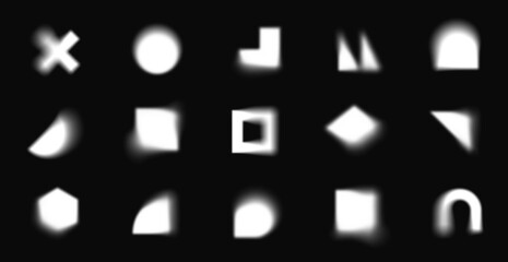 Canvas Print - white geometric shapes with blur effect, abstract blurry forms. various basic shape with soft edges 