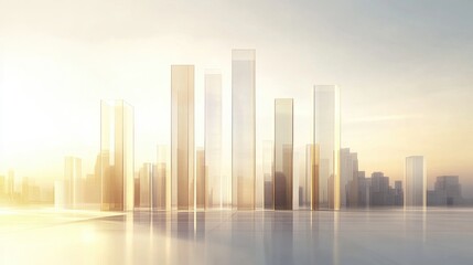 Poster - A clean and modern 3D bar graph set against a white background, showcasing a series of data comparisons in sleek, tall bars with smooth gradients.