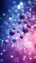 Poster - molecular structure on purple and blue background science, chemistry, and laboratory research