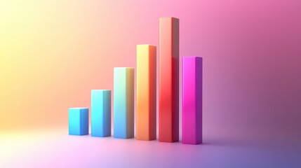 Poster - A colorful 3D bar chart showing monthly sales figures, with each bar standing at different heights, cast against a subtle gradient backdrop for contrast.