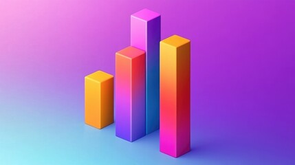 Poster - A colorful 3D bar chart showing monthly sales figures, with each bar standing at different heights, cast against a subtle gradient backdrop for contrast.
