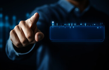 Aufkleber - Close-up of a businessman's finger pointing at a virtual screen 