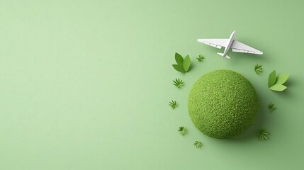 Aufkleber - Eco conscious paper plane flying around a green planet representing innovative energy solutions and sustainability initiatives for a greener future