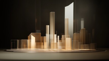 Poster - A detailed view of a 3D bar chart with a translucent effect, showing various data categories, paired with a professional-style background for emphasis.