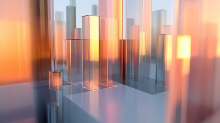 Poster - A detailed view of a 3D bar chart with a translucent effect, showing various data categories, paired with a professional-style background for emphasis.