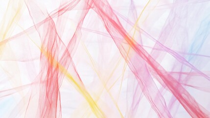 Fototapete - A graphic representation of intersecting lines forming a complex web pattern, rendered in soft pastels against a white backdrop, evoking creativity and modernity.